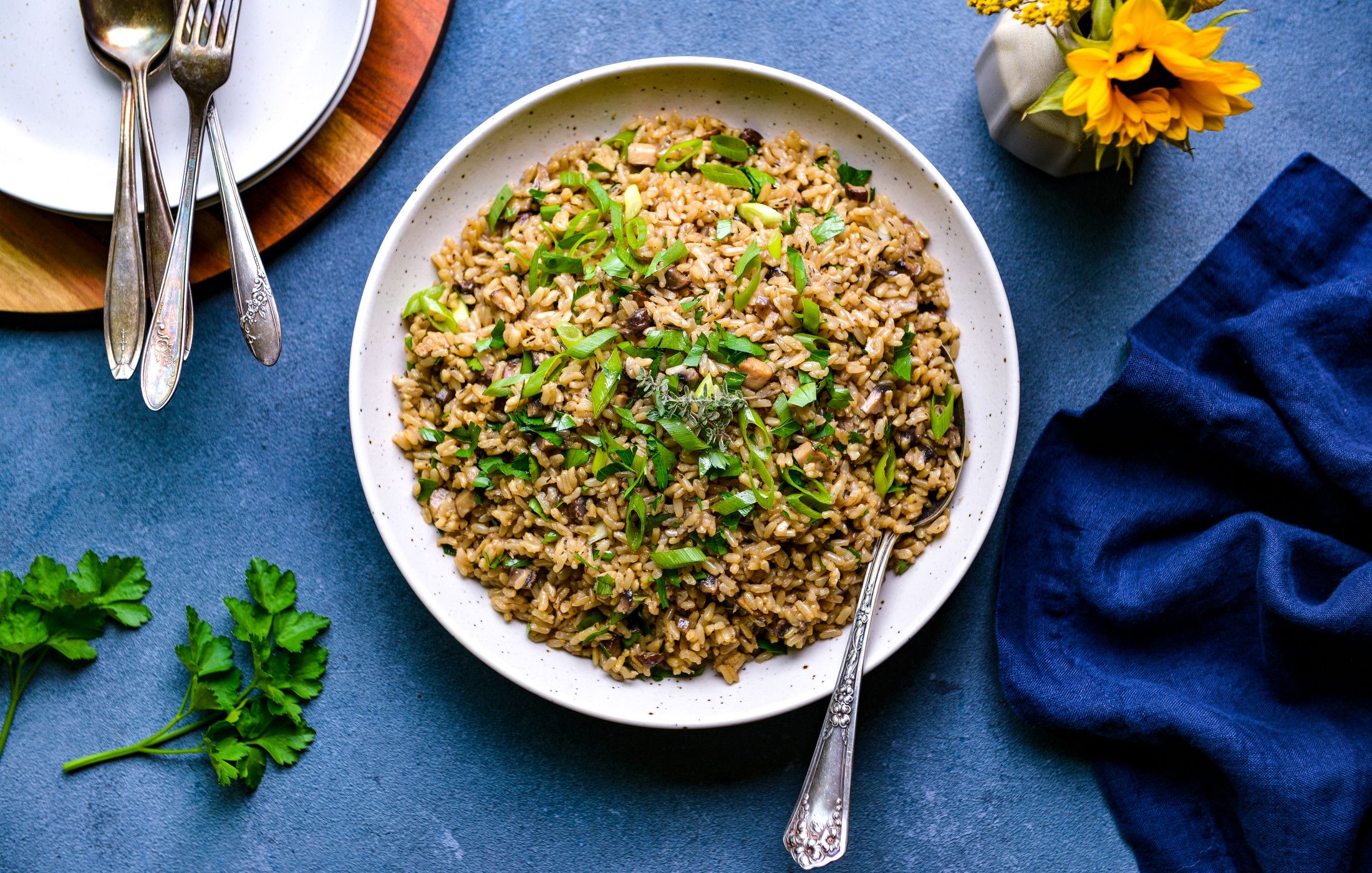 BROWN RICE AND MUSHROOM PILAF-1