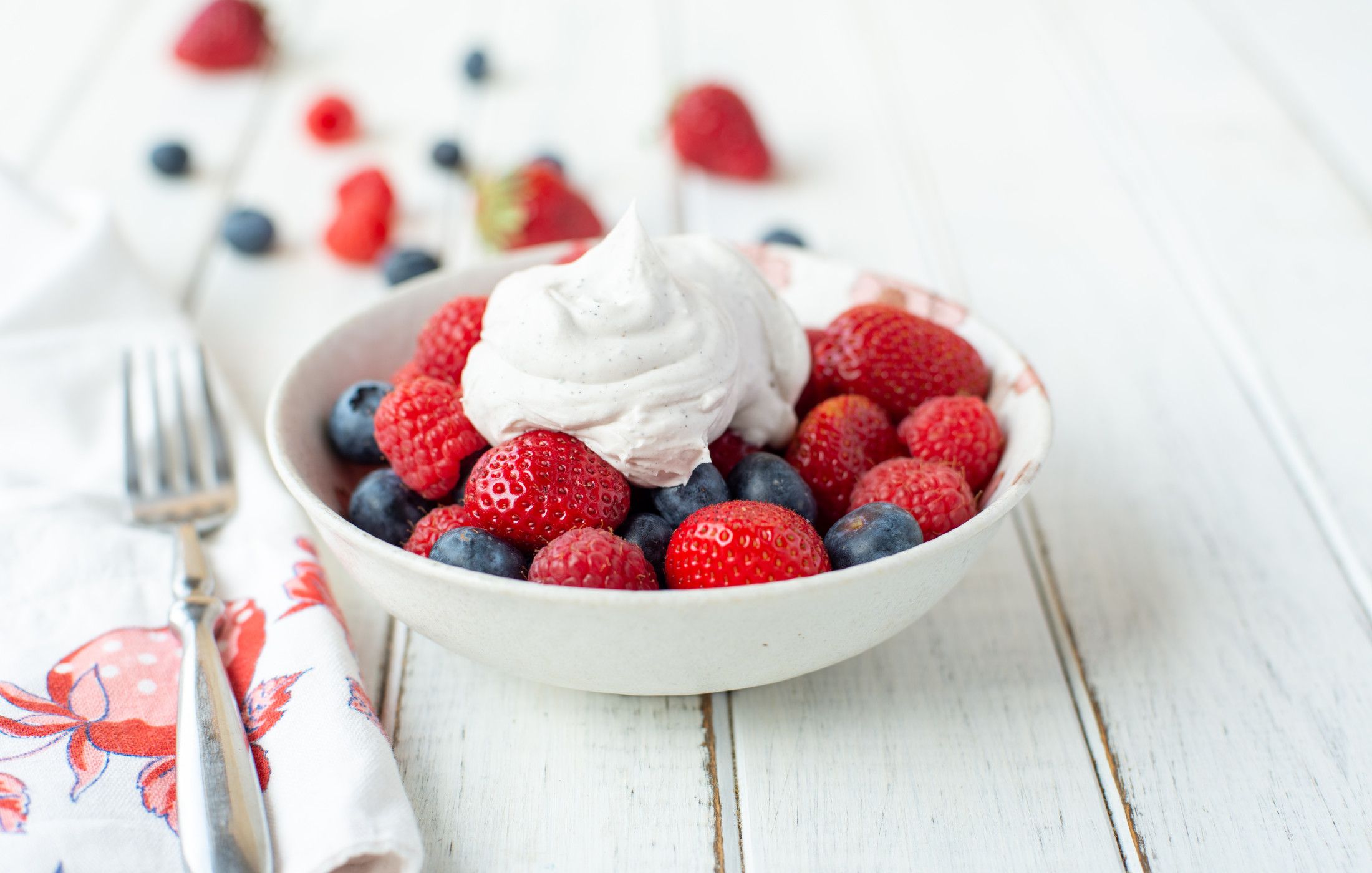 Fresh Berries with Whipped Vanilla Coconut Cream