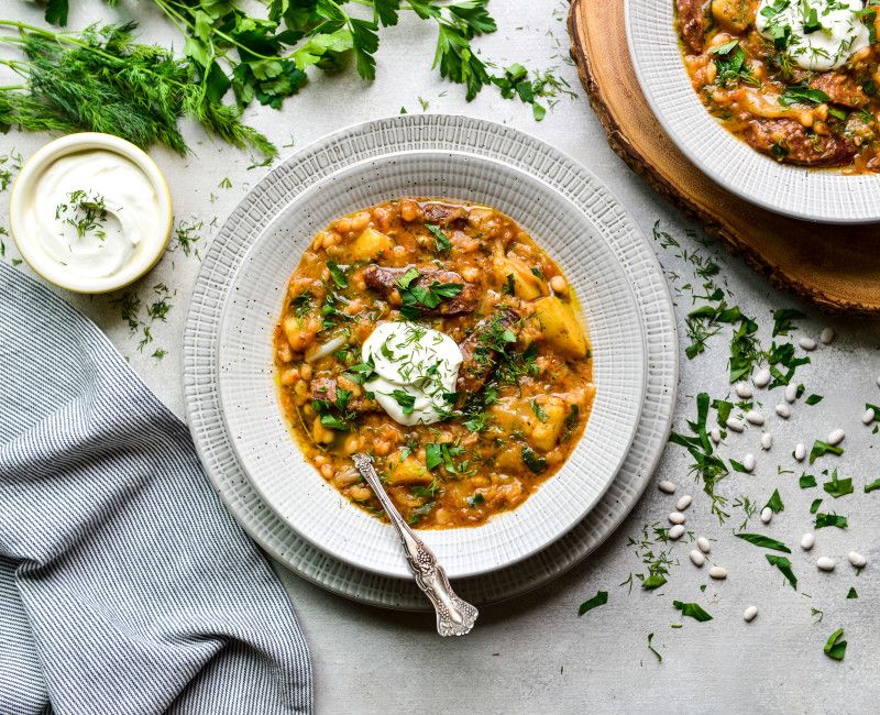 POLISH SAUSAGE AND NAVY BEAN SOUP-INSTANT POT-1